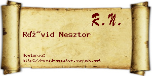 Rövid Nesztor névjegykártya
